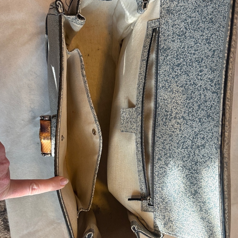 Gucci Gray Handbag with Bamboo Handle - Picture 8 of 10